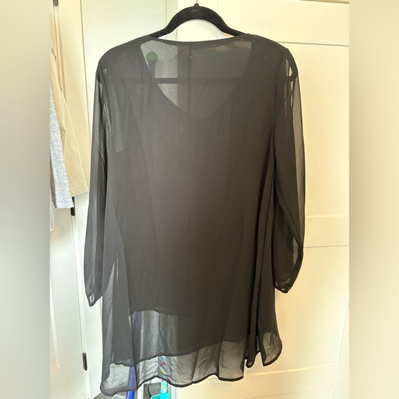 Sheer Black Long Sleeve Blouse - Picture 3 of 3